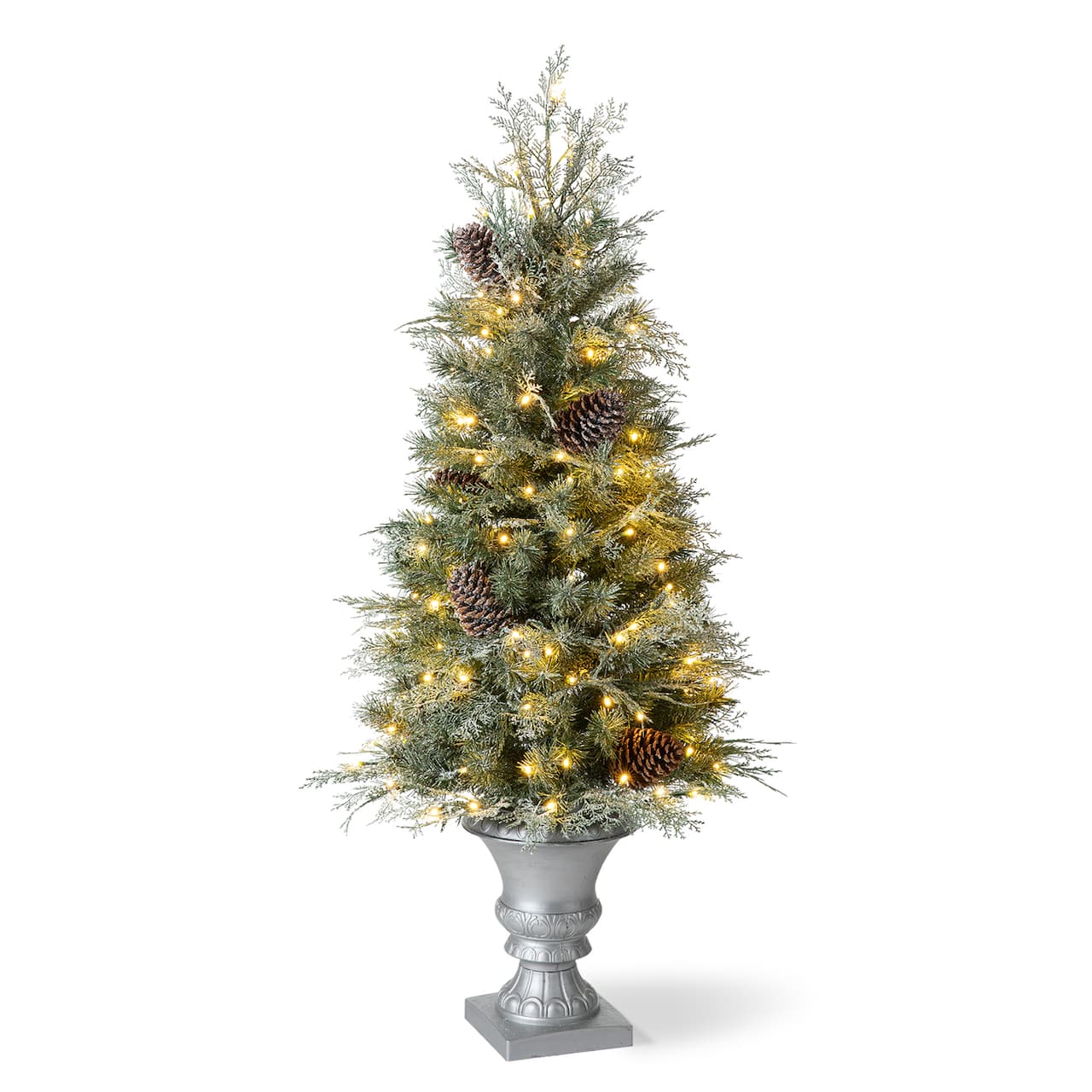 4ft. Pre-Lit Pine Artificial Christmas Porch Tree, Warm White LED Lights